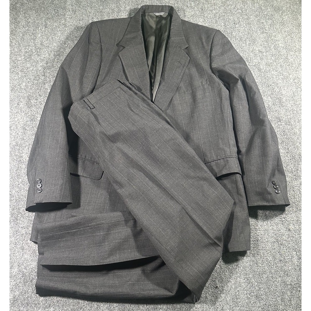 Vintage Givenchy Monsieur Suit Men's Size 44R 38x31 Grey Wool 80s USA Made